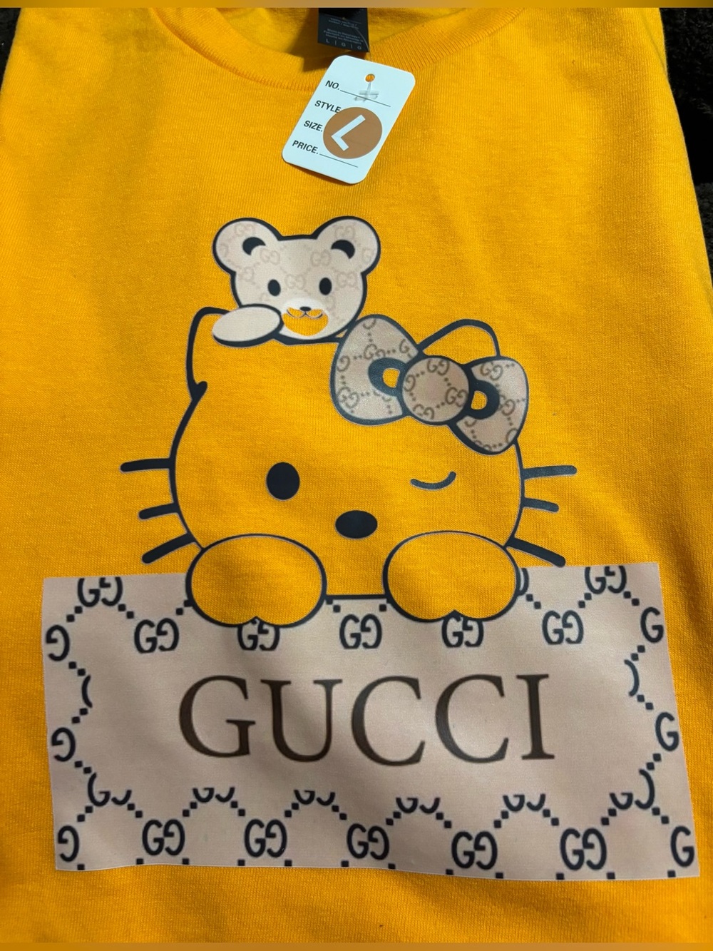 NEW GUCCI style Yellow Graphic Logo Tee - Large